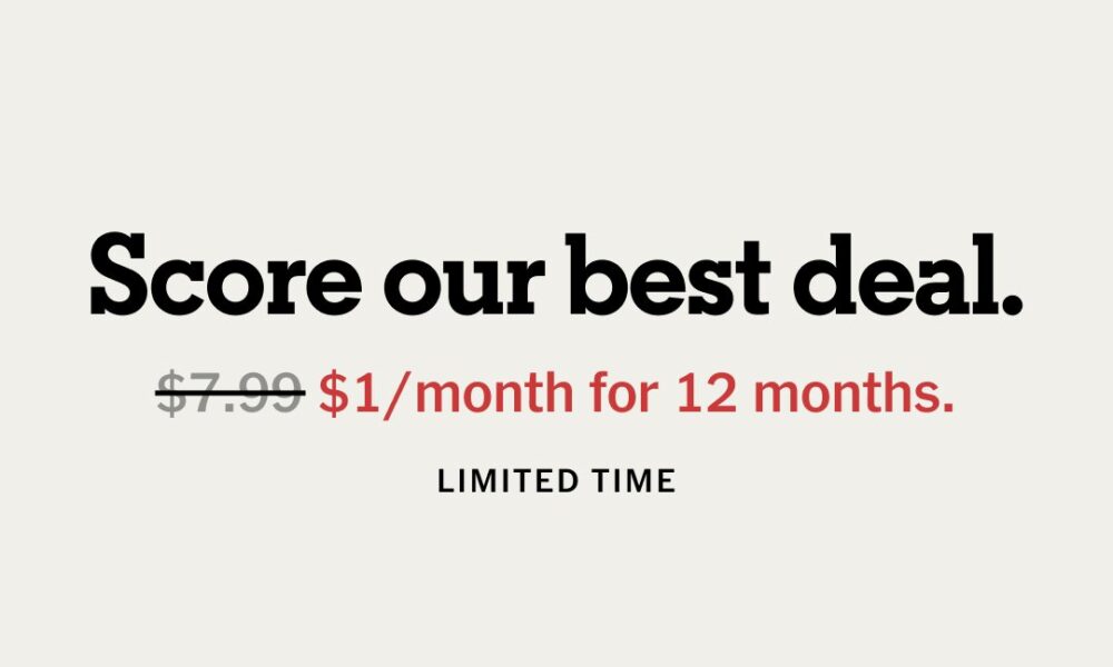 the athletic $1 a month for 12 months